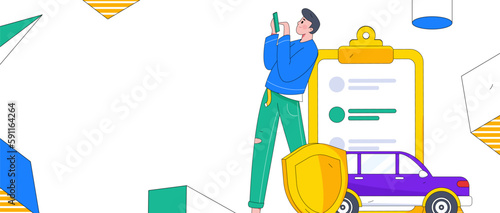 Buy insurance for car flat character vector concept operation hand drawn illustration
