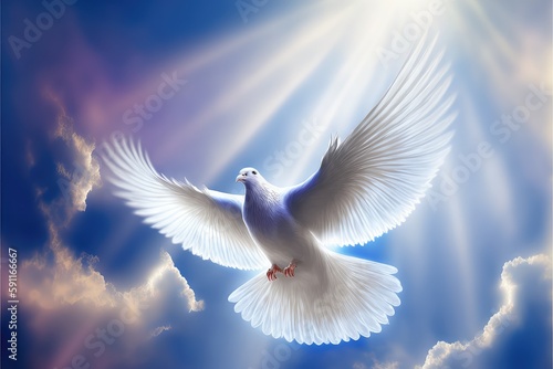 elegant flying peace bird wallpaper for with sun rays and cloud generative ai