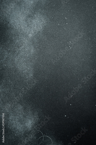 Black stone background. Dark gray wide banner with concrete wall surface texture. Top view.
