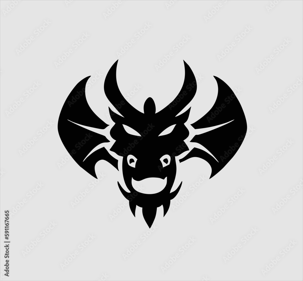 dragon head line vector design, black dragon head logo icon dragon head line vector design, black dragon head logo icon