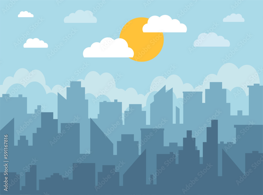 City silhouette in sky