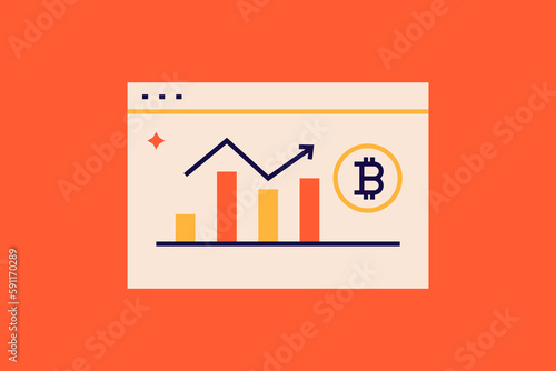 bitcoin illustration in flat style design. Vector illustration.