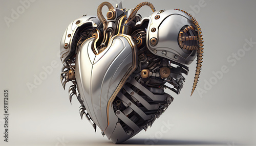 A robot heart with a mechanical heart on it photo