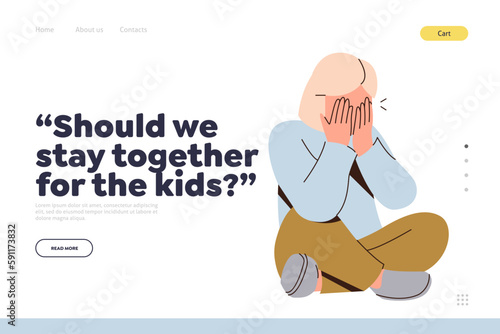 Landing page template dedicated to family divorce with should we stay together for kids question