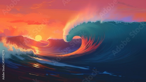 sunset over the sea AI Generated