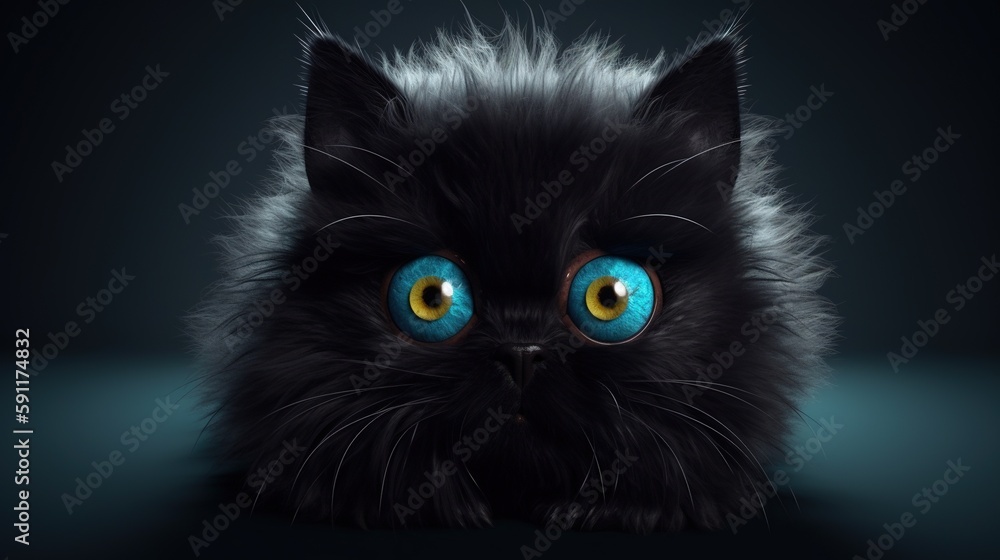 cute black cat with blue eyes AI Generated