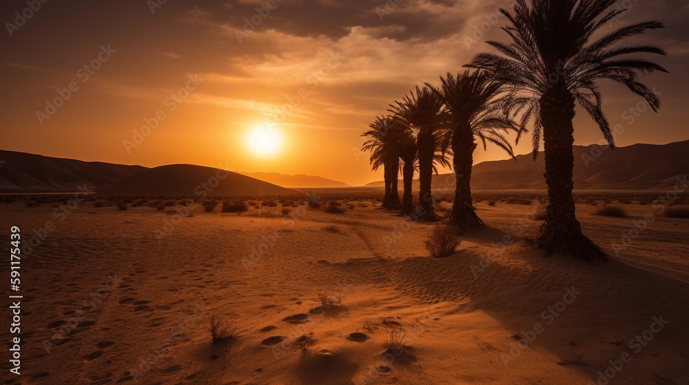 sunset in the desert AI Generated