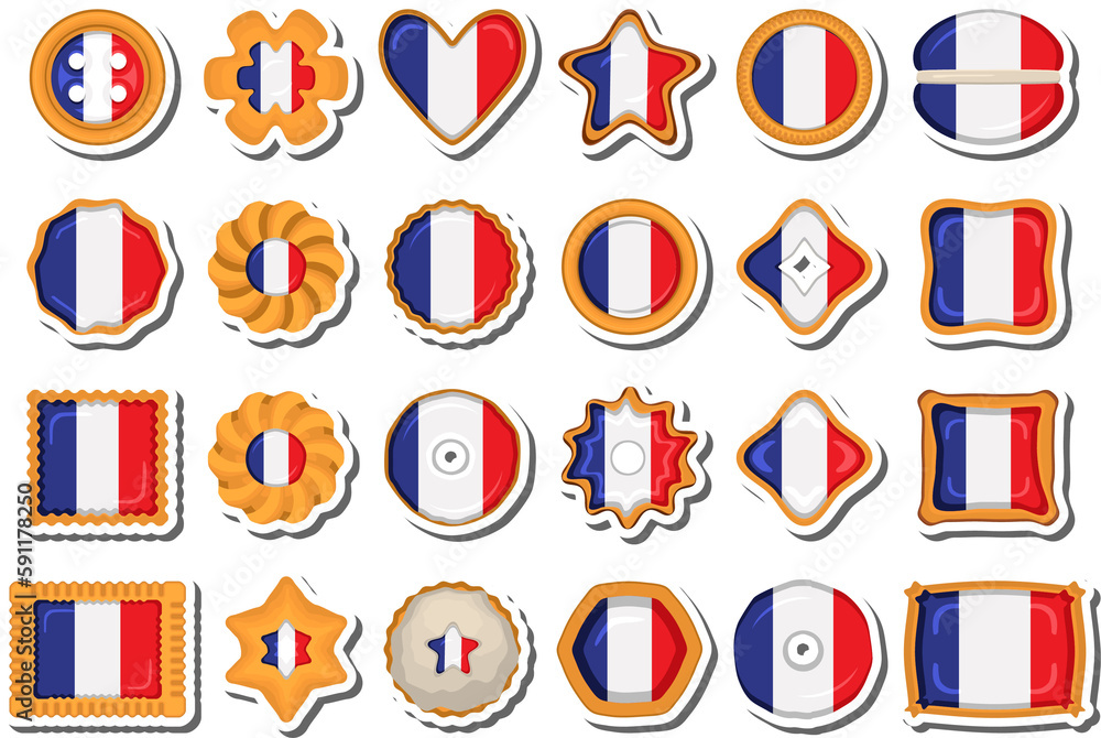 Homemade cookie with flag country France in tasty biscuit Homemade cookie with flag country France in tasty biscuit