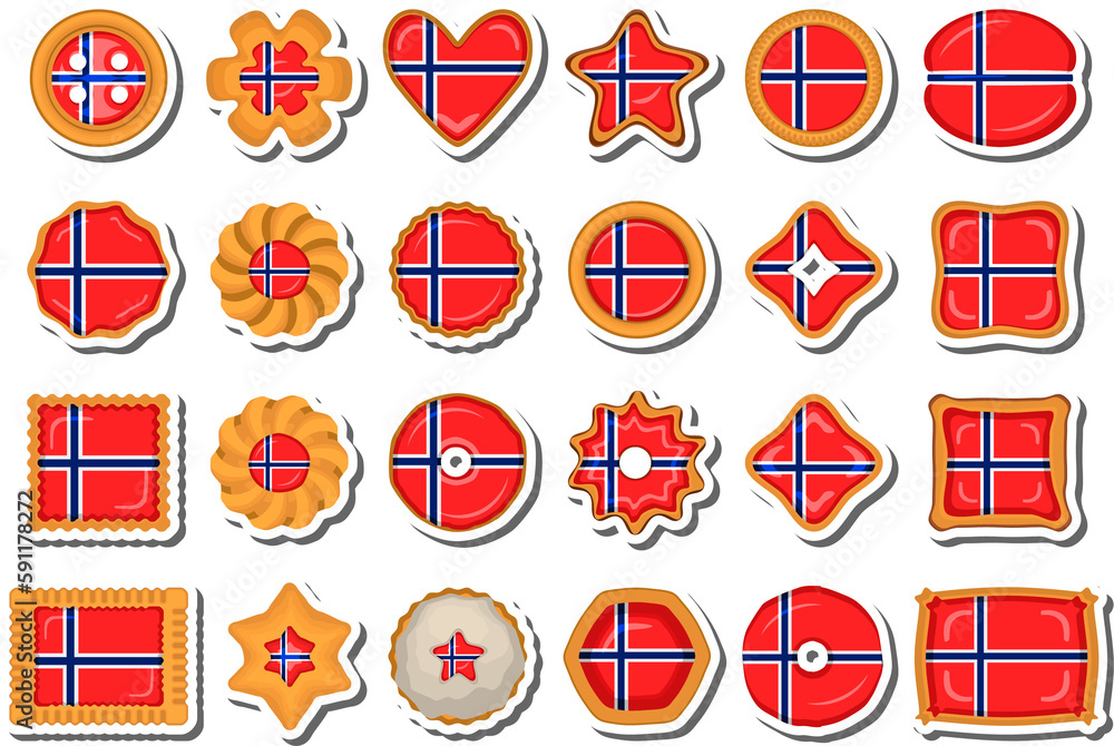 Homemade cookie with flag country Norway in tasty biscuit