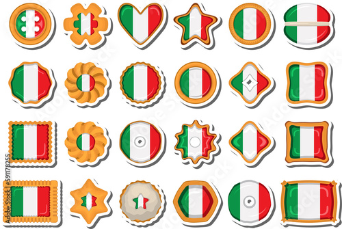Homemade cookie with flag country Italy in tasty biscuit