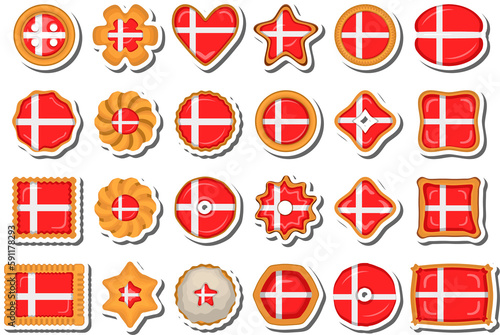 Homemade cookie with flag country Denmark in tasty biscuit