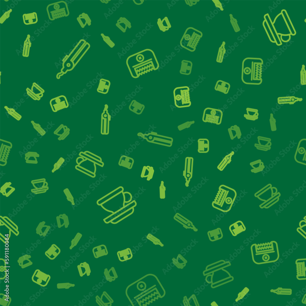 Set line Curling iron, Coffee cup and Electrical hair clipper on seamless pattern. Vector Set line Curling iron, Coffee cup and Electrical hair clipper on seamless pattern. Vector
