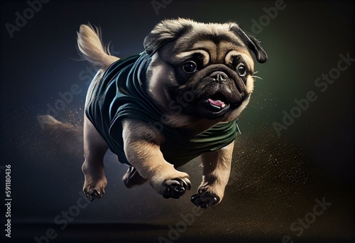 Pug Football Running Back Running Fast Generative AI