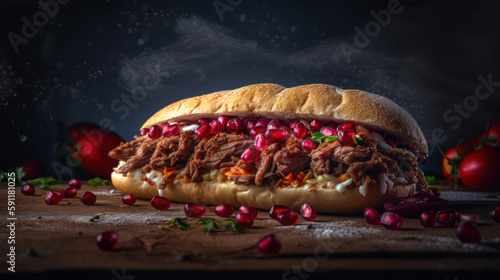 Satisfy Your Cravings with a Hot and Juicy Turkish Doner Kebab, food photography. Generative AI