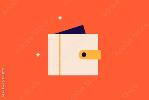 wallet with money  illustration in flat style design. Vector illustration.