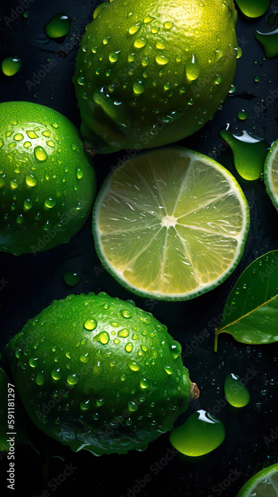Сlose-up of an lime with water drops on it as background Сlose-up of an lime with water drops on it as background