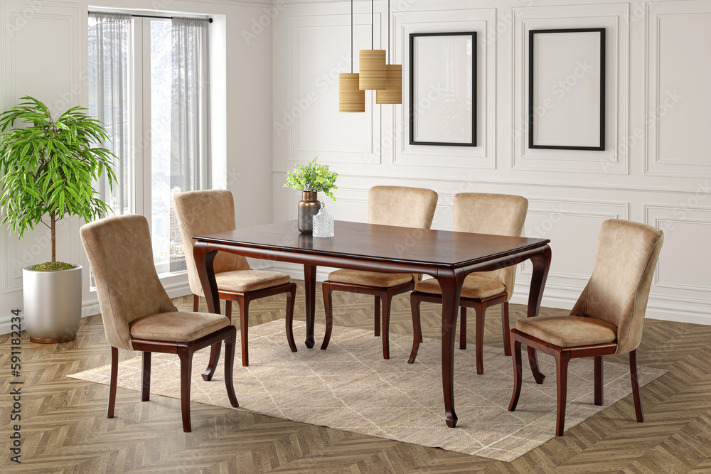3D rendering Modern Dining room interior. interior design .dinning table 3D rendering Modern Dining room interior. interior design .dinning table