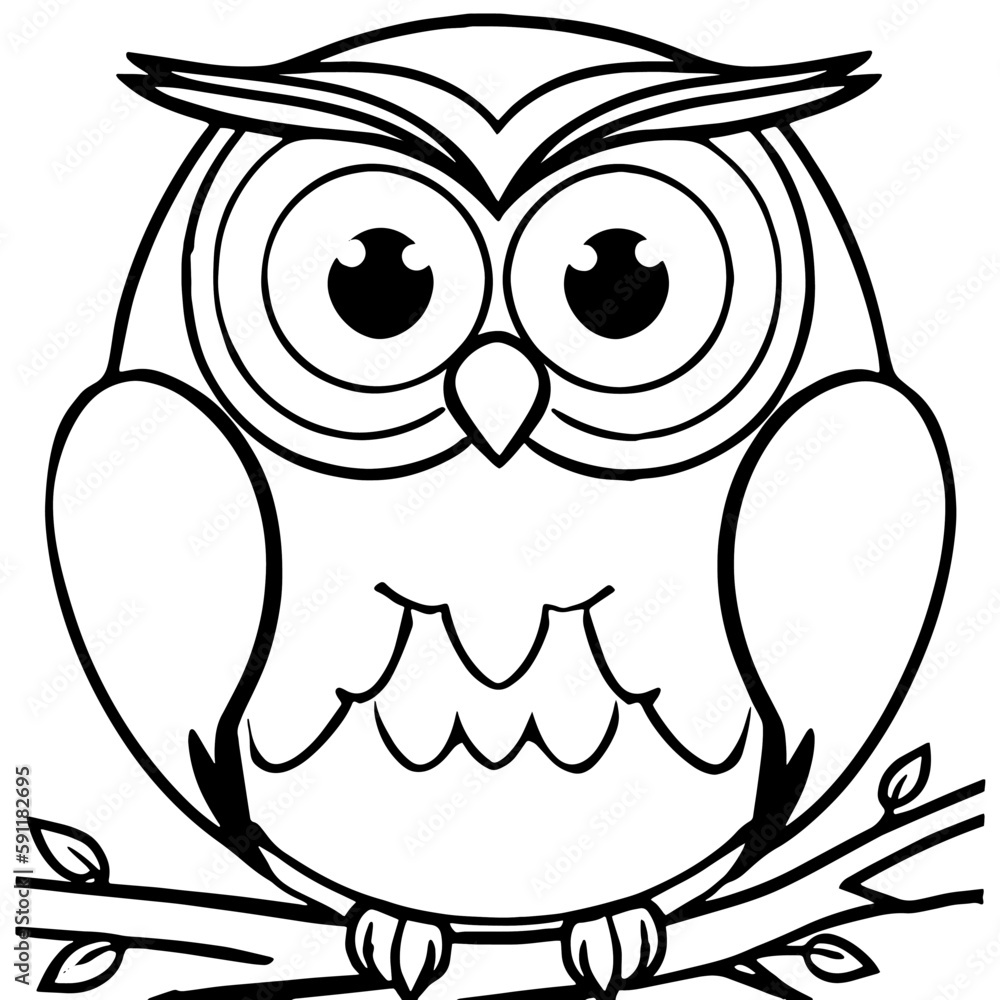 Obraz premium Coloring page of cute owl on white background