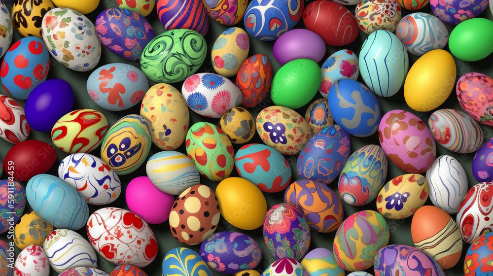 Obraz premium カラフルなイースターエッグの背景 Generative AI