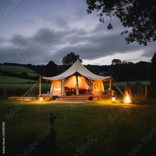 luxury glamorous camping. glamping in the beautiful countryside. House in nature