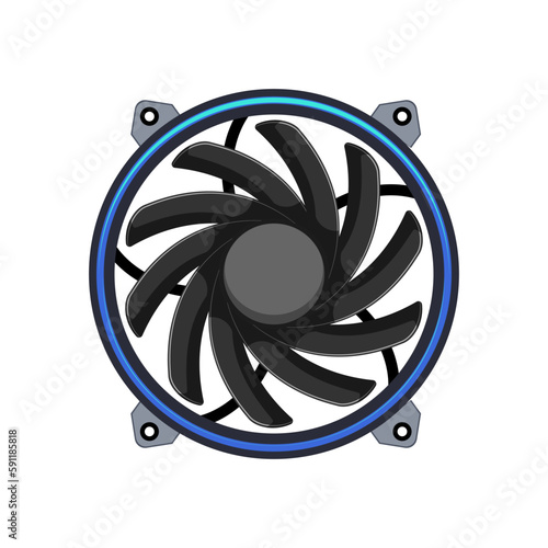 power cooling fan pc cartoon vector illustration