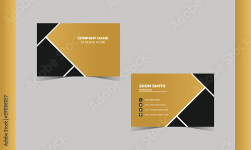 Double-sided creative luxury business card template. Personal business card with company logo Black and golden colors