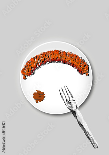 Teller Gabel Wurst