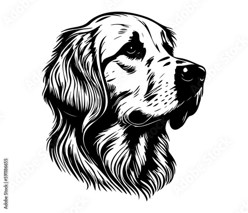 Golden Retriever, Silhouettes Dog Face SVG, black and white Golden Retriever vector