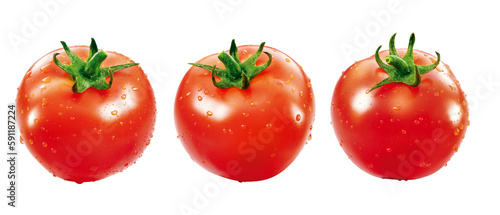 trio de tomates maduros suados em fundo transparente - tomate molhado