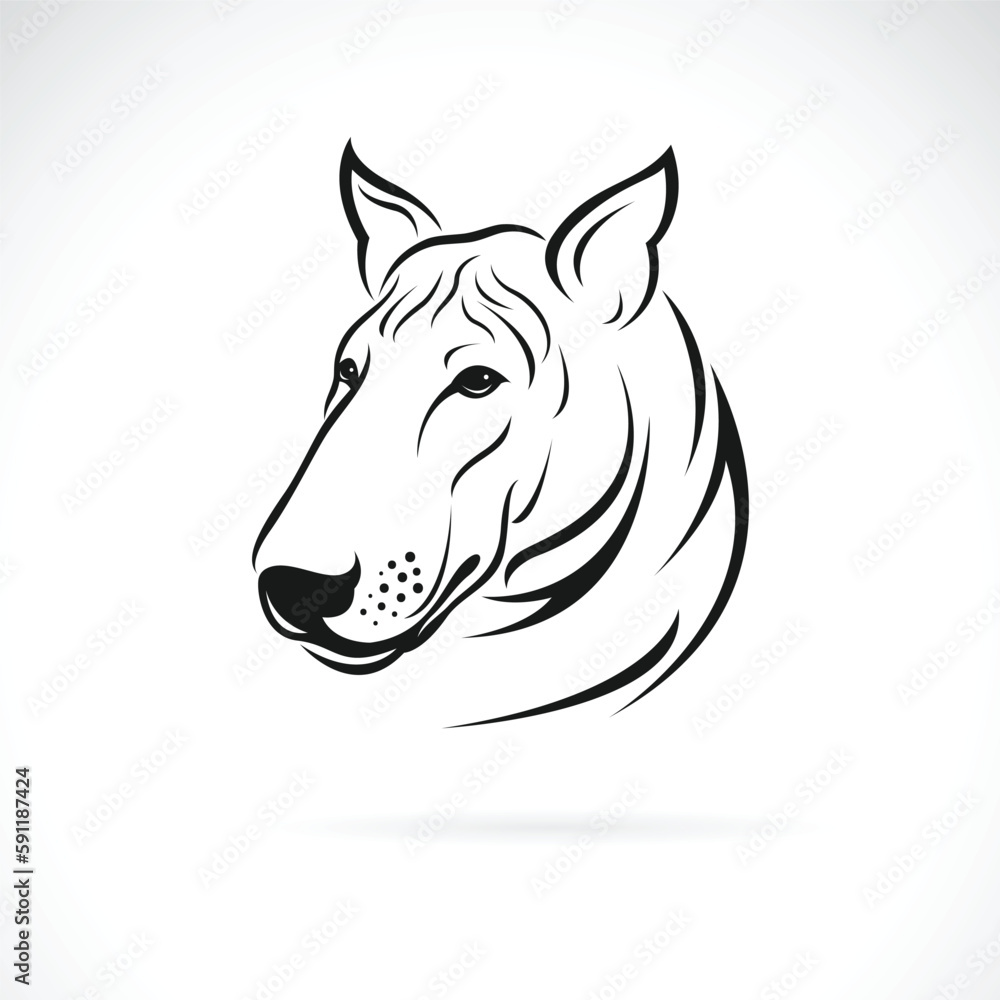 Vector of a bull terrier dog head design on white background. Easy editable layered vector illustration. Pets. Animals.