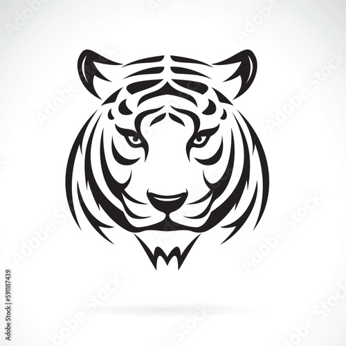 Fototapeta Naklejka Na Ścianę i Meble -  Vector of a tiger head design on white background. Easy editable layered vector illustration. Wild Animals.