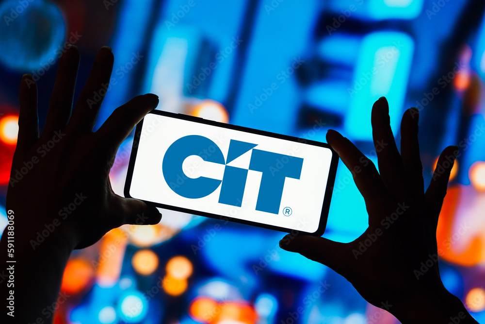 April 10, 2023, Brazil. In this photo illustration, the CIT Bank logo