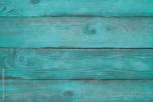 Turquoise color painted wooden planks texture or background, Generative AI