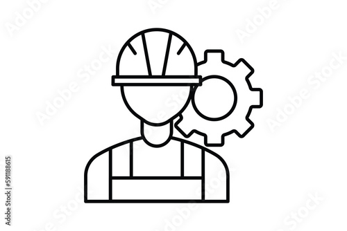 Worker icon illustration. icon related to industry, manufacture, production. Line icon style. Simple vector design editable