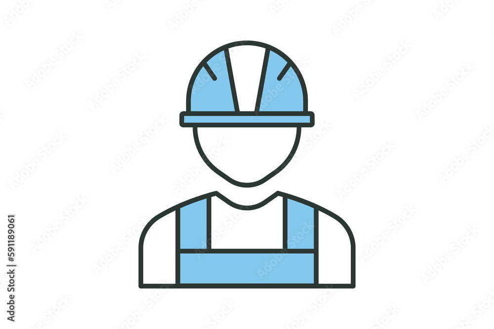 Worker icon illustration. icon related to industry, manufacture, production. Two tone icon style. Simple vector design editable