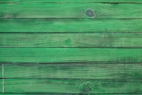 Green painted wooden planks texture or background, Generative AI