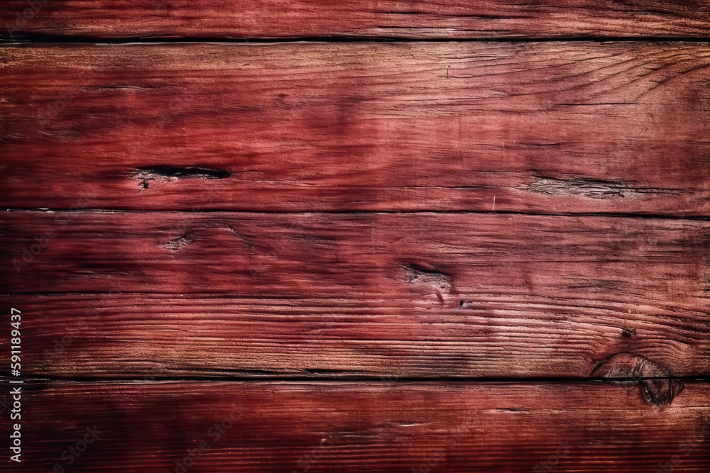 Fototapeta premium Red painted wooden planks texture or background, Generative AI
