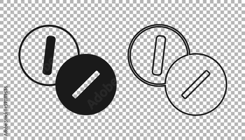 Black Toothache painkiller tablet icon isolated on transparent background. Tooth care medicine. Capsule pill and drug. Pharmacy design. Vector
