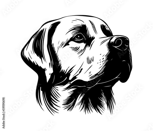 Labrador Retriever, Silhouettes Dog Face SVG, black and white Labrador Retriever vector