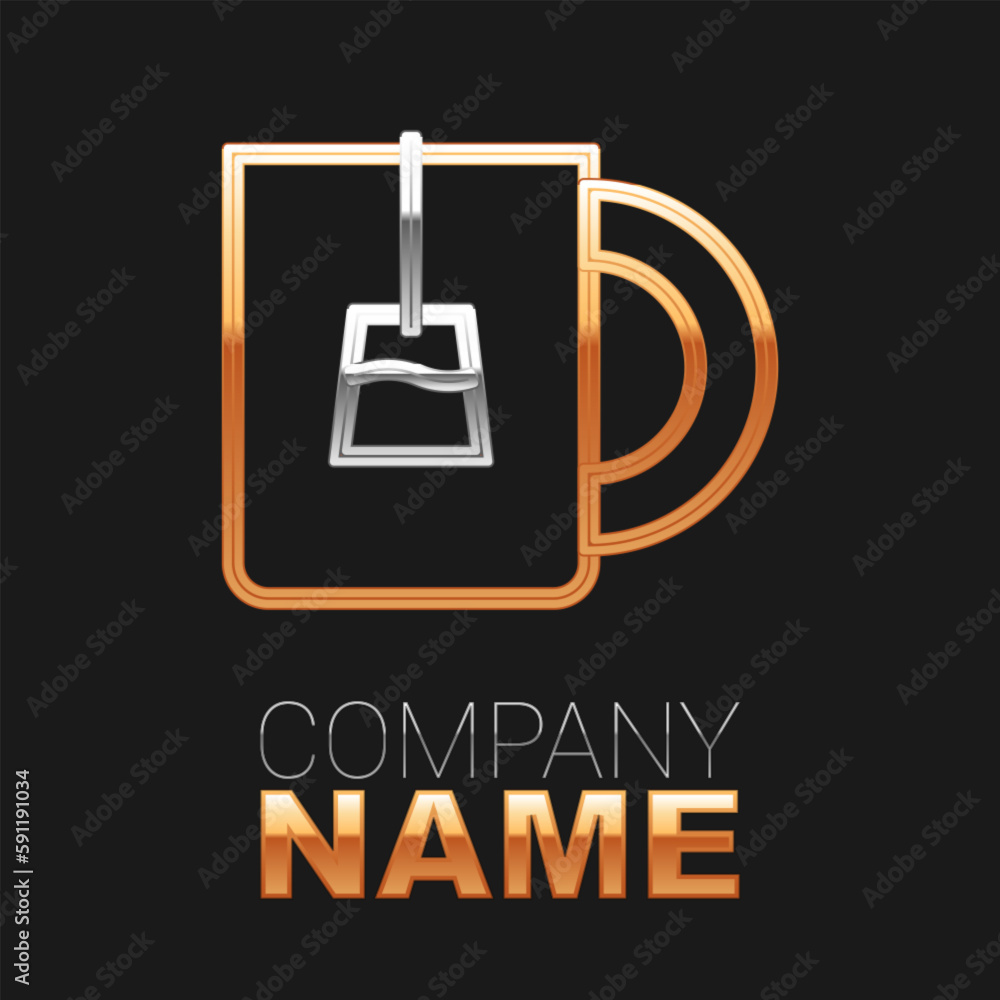 Fototapeta premium Line Cup of tea icon isolated on black background. Colorful outline concept. Vector