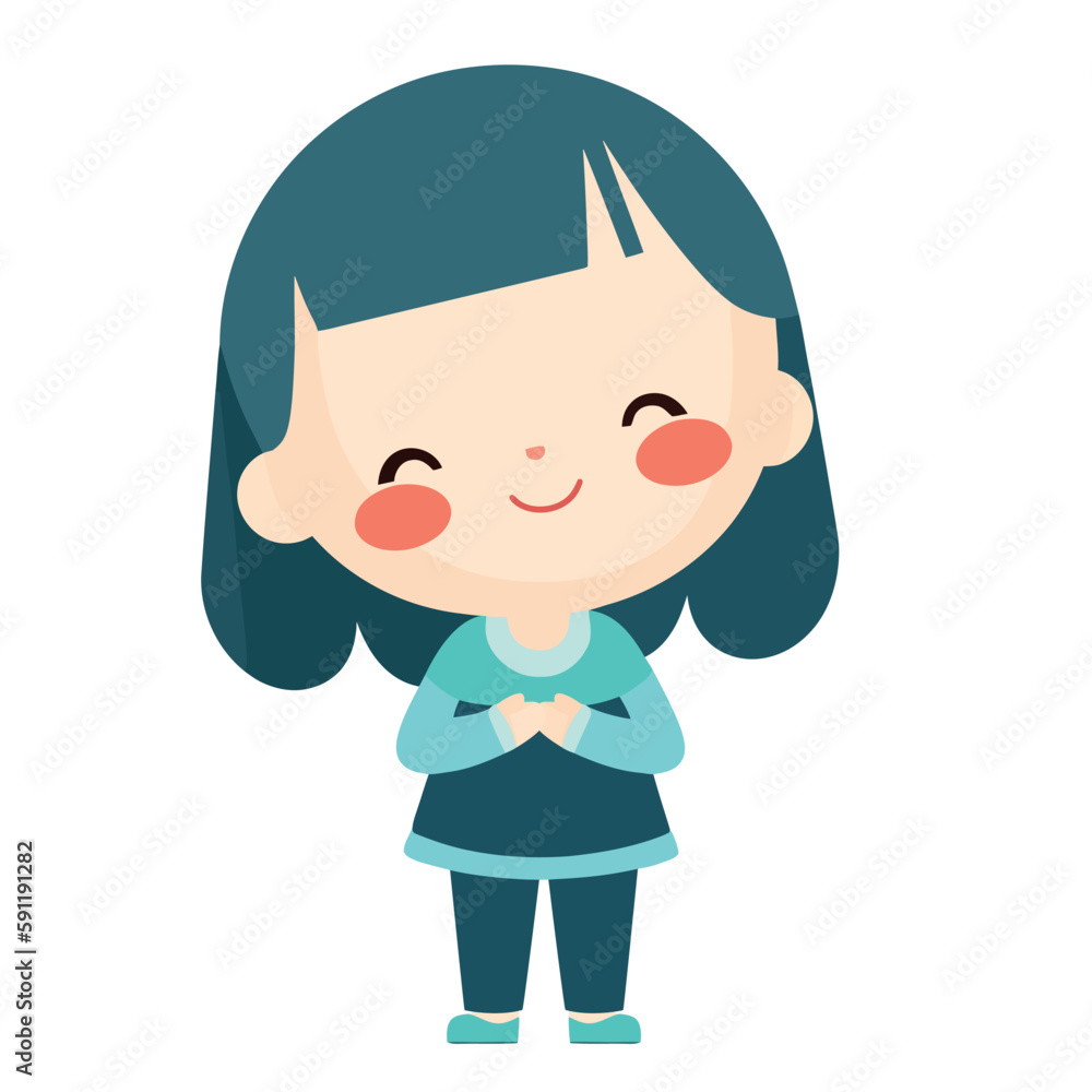 Cute vector illustration of a smiling girl Cute vector illustration of a smiling girl