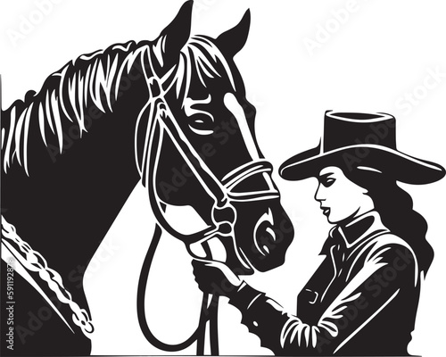 Wallpaper Mural Woman and horse, girl and horse, Woman cowboy and horse, Vector illustration, SVG Torontodigital.ca
