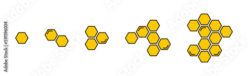 Honeycomb icon. Natural honeycomb icons collection. Beeswax hive icons.