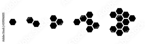 Honeycomb icon. Natural honeycomb icons collection. Beeswax hive silhouette icons.