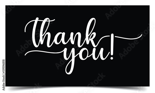 Thank you card, text, handwritten lettering. 