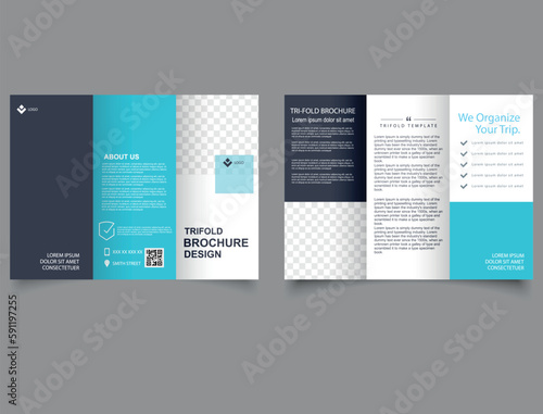 Corporate brochure, trifold template design. Vector file.