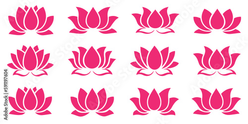 Lotus logo set. Lotus flower. Lotus symbol illustration icon