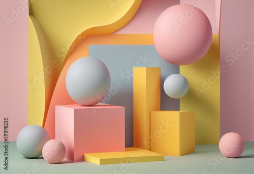 Abstract pastel color background, minimalist mockup for podium,modern stage, display or showcase, 3d rendering. Generative AI
