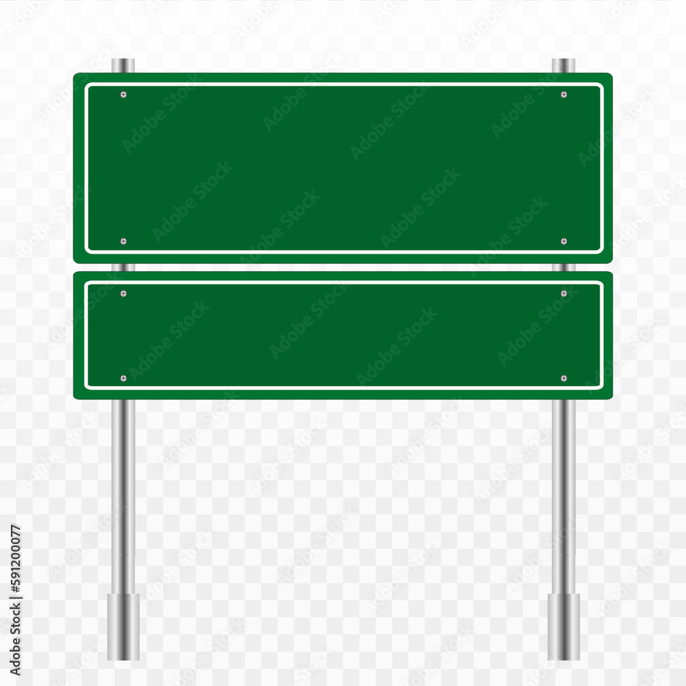 Obraz premium Blank green road sign or Empty traffic isolated on transparent. vector illustration