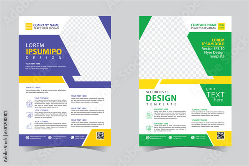 Purple and green business annual report brochure flyer design template vector, Leaflet cover presentation abstract geometric background, modern publication poster magazine, layout in A4 size